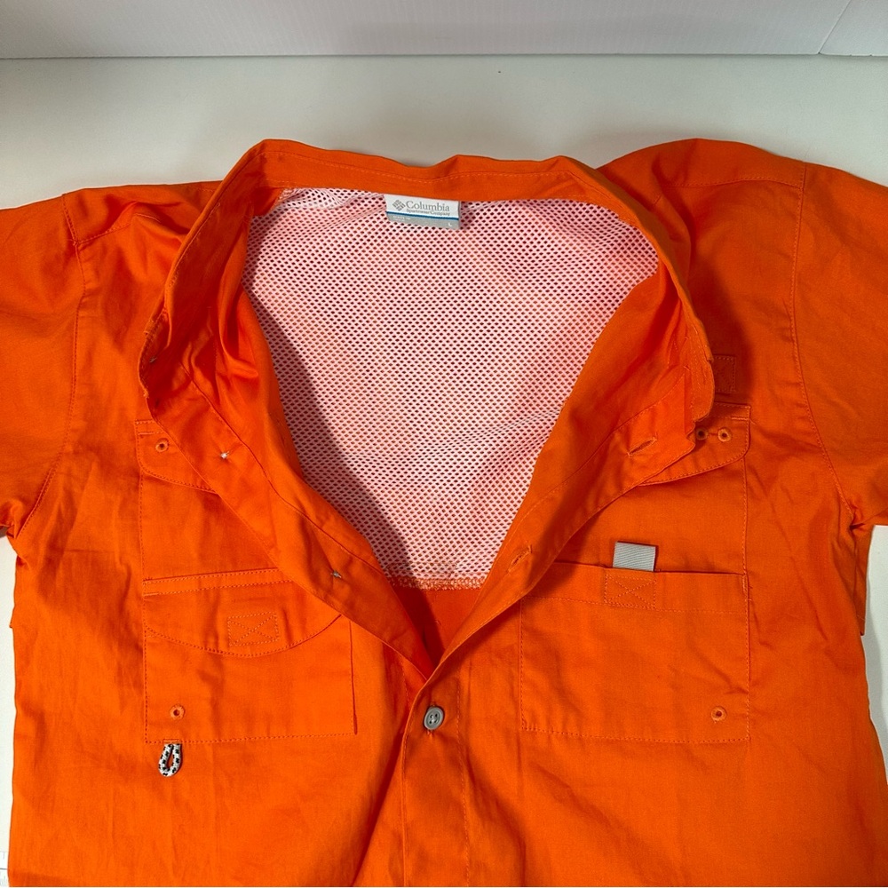 Boys Columbia PFG Fishing Shirt Button Down Orange Clemson Tiger Univers… - Picture 10 of 13